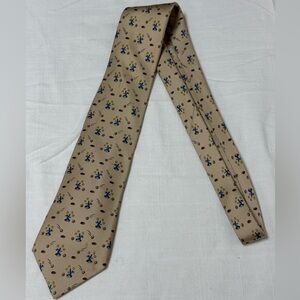 Hermes Paris, France Silk Tie 7956 EA Golf Rabbit Beige Blue 60"